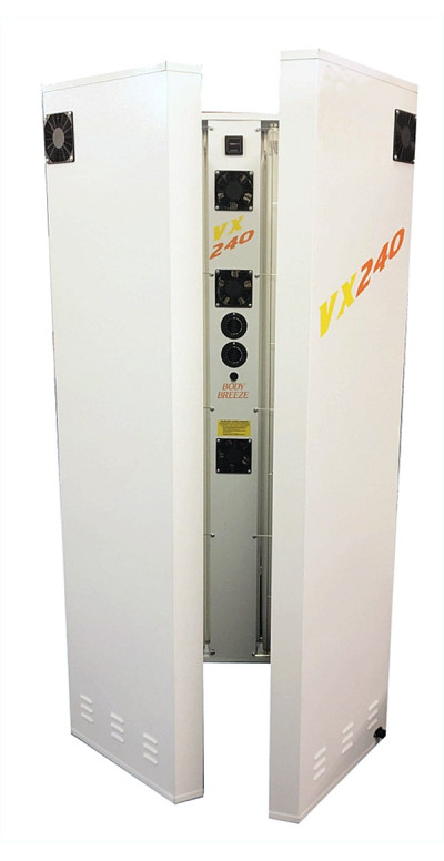 VX240 large stand up tanning unit, available for Home Sunbed Hire or Sale from Bronze Age Tanning, Ireland