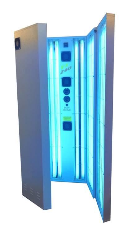 VX240 large stand up tanning unit, available for Home Sunbed Hire or Sale from Bronze Age Tanning, Ireland